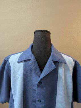 MILANO BAY Retro 50's Cuban-style Pick-Stitch Rock 'n Bowling Shirt - Men's L